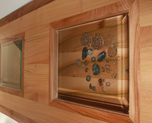 elm cabinet with display drawers