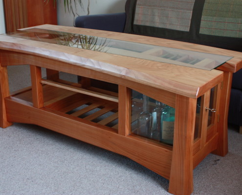 cherry table with drinks cabinet